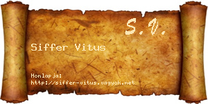 Siffer Vitus névjegykártya